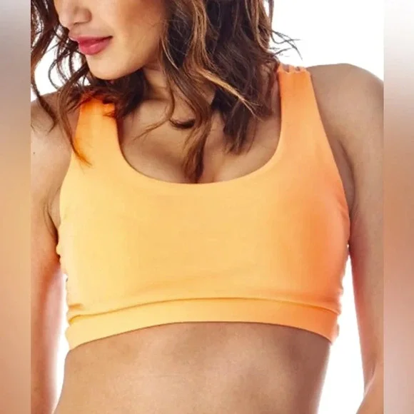 POPULAR BASICS | Neon Orange Strap-Back Sports Bra Size Medium NWT - Picture 3 of 11